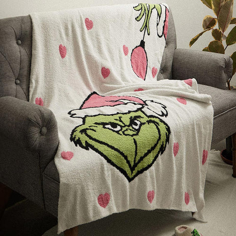 Pink & Green Grinch Super Warm Blanket- Limit ONE Per Order