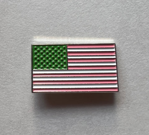 Pink & Green Flag Pin - Small