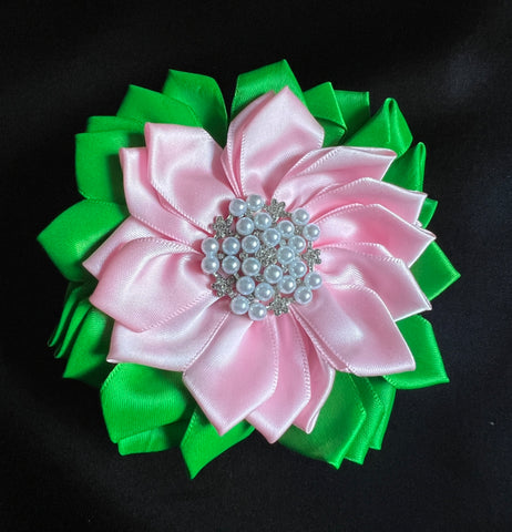 Satin Pearl Flower Brooch #3