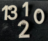 Line Numbers Pearl & Rhinestone Lapel Pins