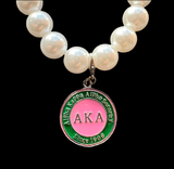 AKA Medallion Charm Pearl Bracelet