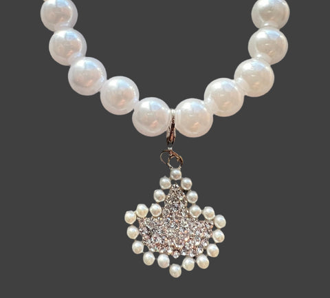 3D Pearl & Rhinestone Ivy Charm Pearl Bracelet