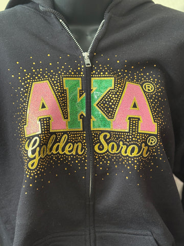 Golden Soror AKA Hoodie Zipper Sweatshirt