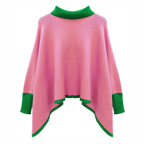 Color Block KNIT PONCHO