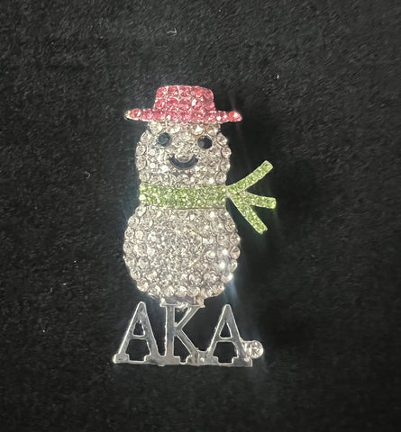 AKA Snowman Rhinestone Lapel Pin