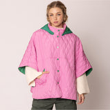 Pink & Green Quilted Hooded Cape - Limit 1 Per Order