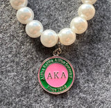 AKA Medallion Charm Pearl Bracelet