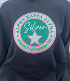 AKA Silver Star Glitter HOODIE Sweatshirt - Black