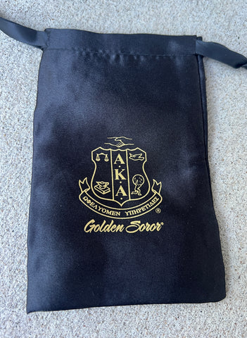 Set of 5 Golden Soror Large Satin AKA Gift Bag / Shoe Bag