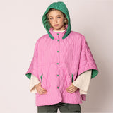 Pink & Green Quilted Hooded Cape - Limit 1 Per Order