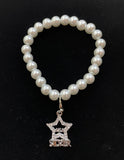 SILVER STAR Rhinestone Charm Pearl Bracelet