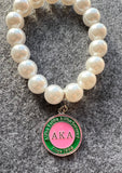 AKA Medallion Charm Pearl Bracelet